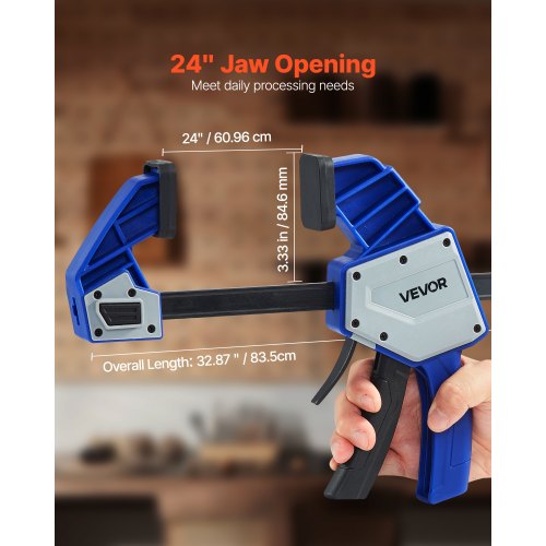 Bar Clamps for Woodworking 2Pack 24 inch OneHanded ClampSpreader