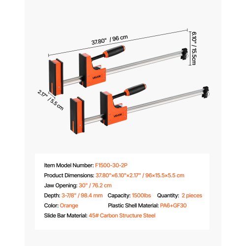 Bar Clamps for Woodworking 2Pack 30 inch Parallel Clamp Set FClamp with 1500