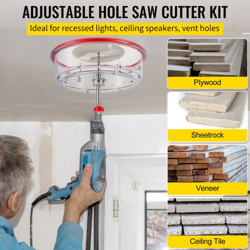 Adjustable Hole Saw Cutter Kit 158 to 1113 16 40300 mm Recessed