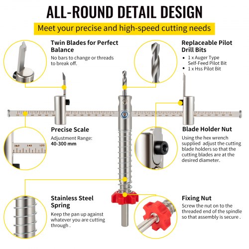 Adjustable Hole Saw Cutter Kit 158 to 1113 16 40300 mm Recessed