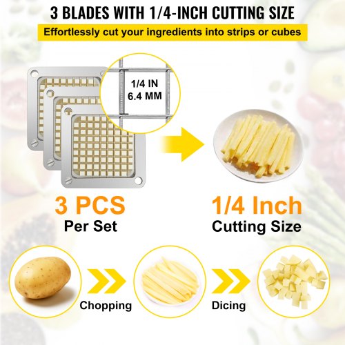 Replacement Chopper Blade 14 inch 3 PCS French Fry Blade Assembly with 6
