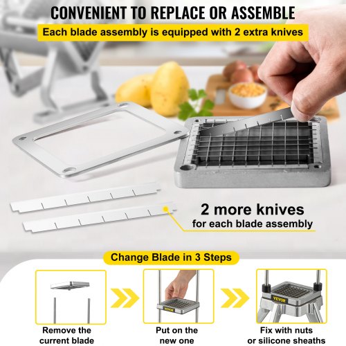 Replacement Chopper Blade 14 inch 3 PCS French Fry Blade Assembly with 6