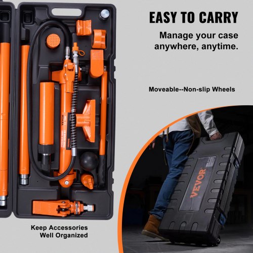 12 Ton Porta Power Kit Hydraulic Ram with Pump with 46 ft1.4 m Oil Hose