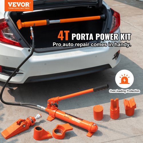 4 Ton Porta Power Kit Portable Hydraulic Jack with 39 ft1.2 m Oil Hose