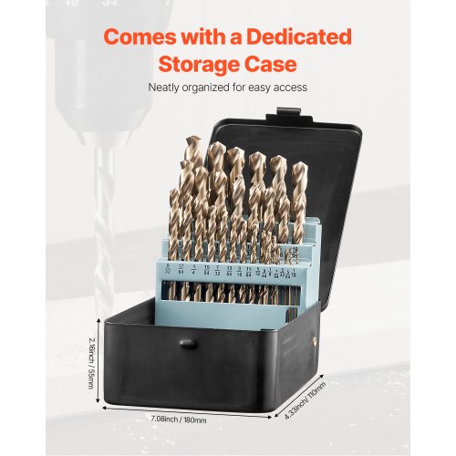 Cobalt Drill Bit Set 29 Pcs M35 High Speed Steel Cobalt Drill Bits with Storage
