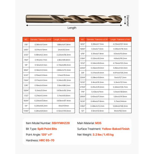 Cobalt Drill Bit Set 29 Pcs M35 High Speed Steel Cobalt Drill Bits with Storage