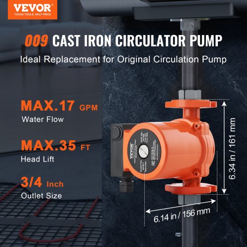 009BF5J Hot Water Recirculating Pump 110V 180W 17 GPM Hot Water