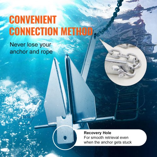 Fluke Style Anchor Kit 13 LBS HotDipped Galvanized Steel Fluke Anchor with 79