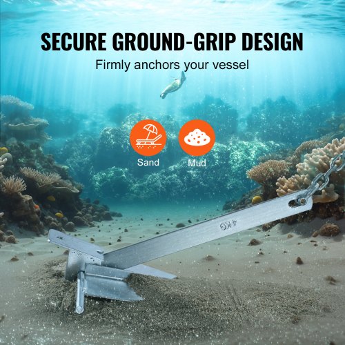 Fluke Style Anchor Kit 8.5 LBS HotDipped Galvanized Steel Fluke Anchor