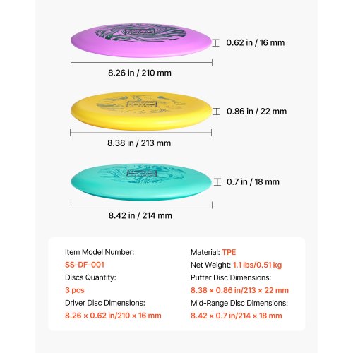 Disc Golf Set 3 Pack Starter Beginners Flying Discs For Fullbody Strength