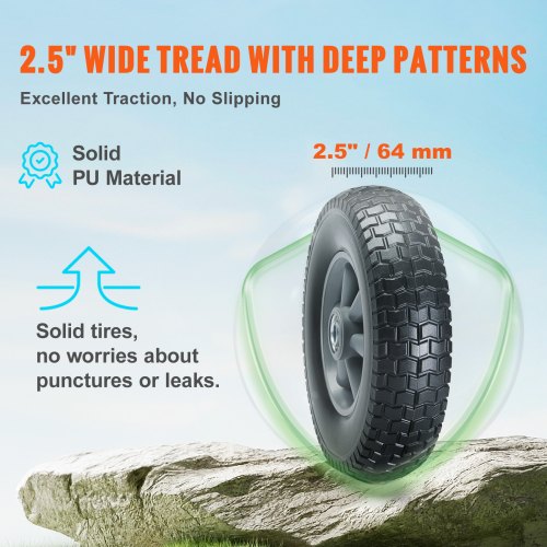 Solid PU RunFlat Tire Wheel 10 2Pack 180 lbs Dynamic Load 220 lbs