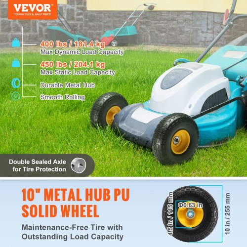Solid PU RunFlat Tire Wheel 10 2Pack 400 lbs Dynamic Load 450 lbs