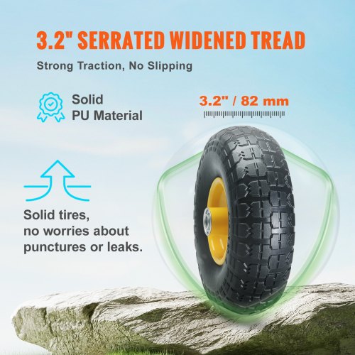 Solid PU RunFlat Tire Wheel 10 2Pack 400 lbs Dynamic Load 450 lbs