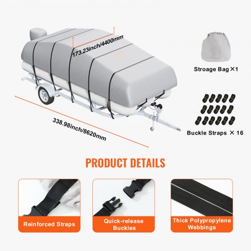 Pontoon Boat Cover 2324 Waterproof Trailerable Pontoon Cover 800D