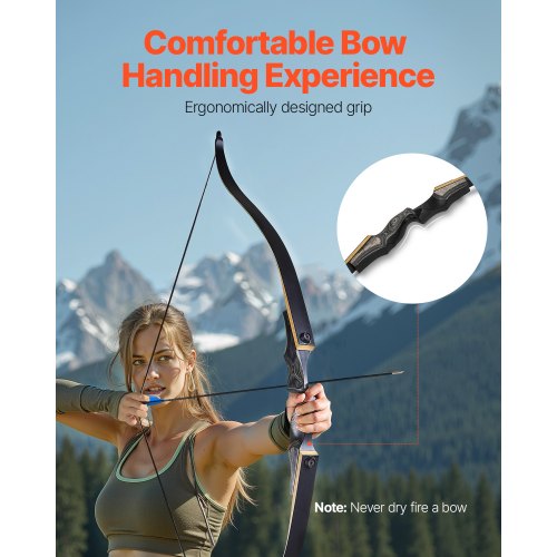 Recurve Bow And Arrows Kit 60 Inch Wooden Takedown Bows Right Handed Ergonomic