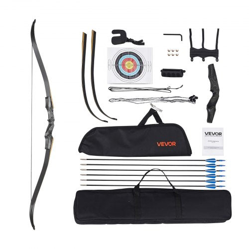 Recurve Bow And Arrows Kit 60 Inch Wooden Takedown Bows Right Handed Ergonomic