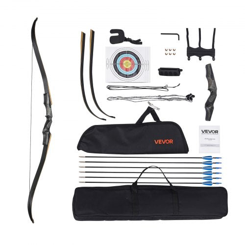 Recurve Bow and Arrows Kit 60 inch Wooden Takedown Bows Right Handed