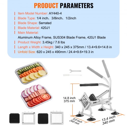 Commercial Vegetable Slicer 143812 Fruit Slicer Stainless Steel