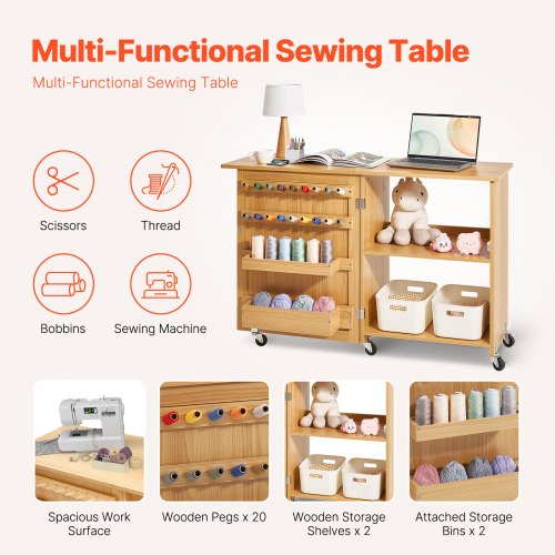 Folding Sewing Table Multipurpose Sewing Machine Table with Compact Design