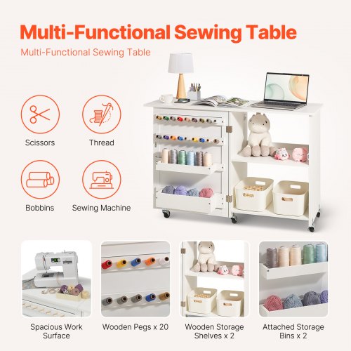 Folding Sewing Table Multipurpose Sewing Machine Table with Compact Design