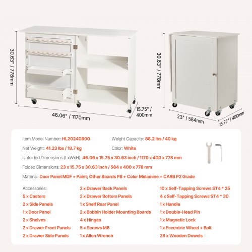 Folding Sewing Table Multipurpose Sewing Machine Table with Compact Design