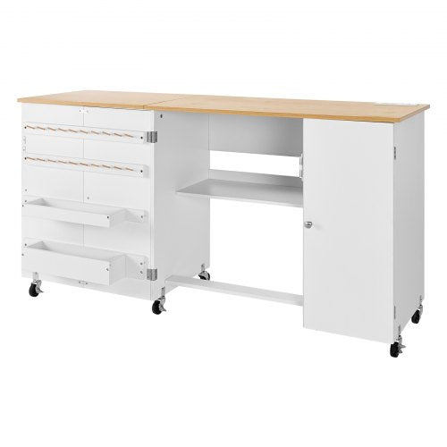 Folding Sewing Table Multipurpose Machine With Cabinet Charging Station