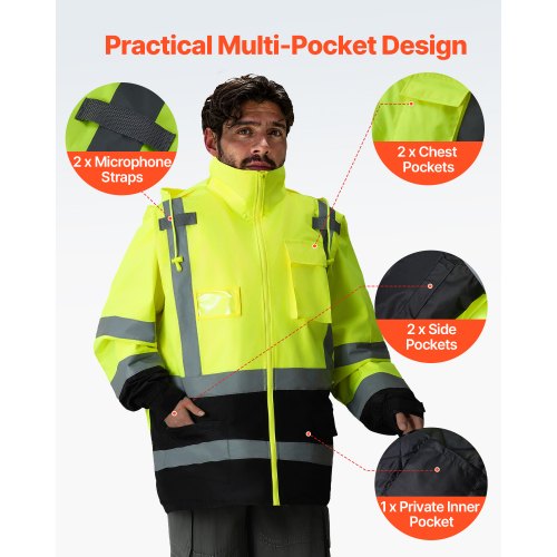High Visibility Reflective Safety Jacket Waterproof Safety Hoodie Work