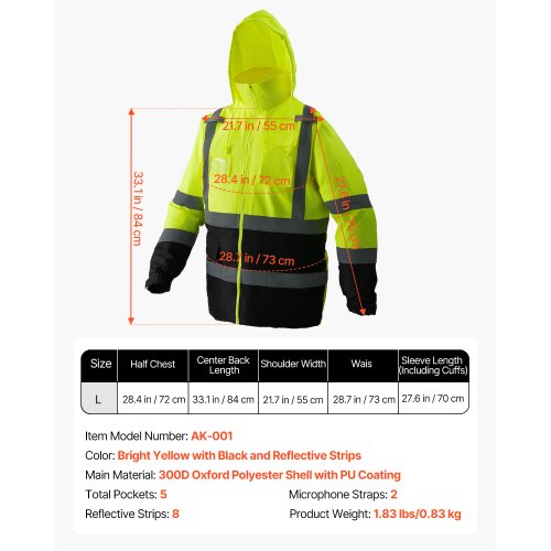 High Visibility Reflective Safety Jacket Waterproof Safety Hoodie Work
