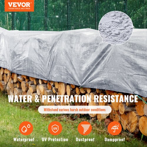 Tarp Waterproof 16x20 ft Plastic Poly Tarp Cover 10 Mil Multi Purpose Tear