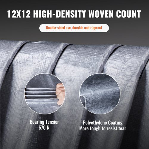 Tarp Waterproof 16x20 ft Plastic Poly Tarp Cover 10 Mil Multi Purpose Tear