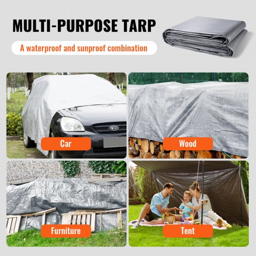 Tarp Waterproof 16x20 ft Plastic Poly Tarp Cover 10 Mil Multi Purpose Tear
