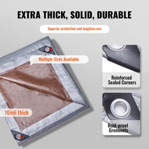 Tarp Waterproof 20x30 ft Plastic Poly Tarp Cover 10 Mil Multi Purpose Tear