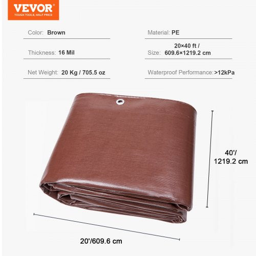 Tarp 20x40 ft 16 Mil Extra Thick Waterproof Poly Plastic Tarps Cover