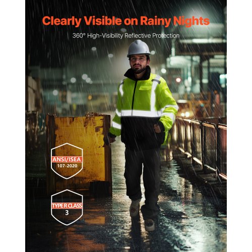 High Visibility Reflective Safety Jacket Waterproof Winter Hoodie Work