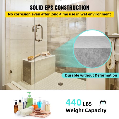 Board Shower Bench Rectangle Bench Ready to TileWaterproof 382x114x20 –