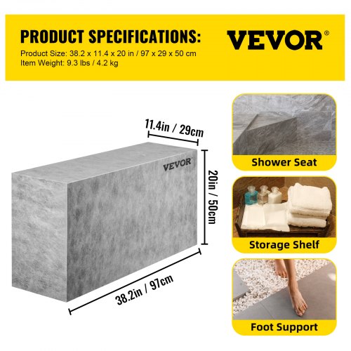 Board Shower Bench Rectangle Bench Ready to TileWaterproof 382x114x20 –