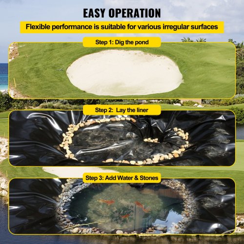 LLDPE Pond Liner 15x20 ft Pond Liner 20 Mil Fish Pond Liners for Waterfall