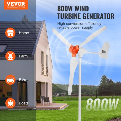 800W Wind Turbine Generator 12V Wind Turbine Kit 3Blade Wind Power