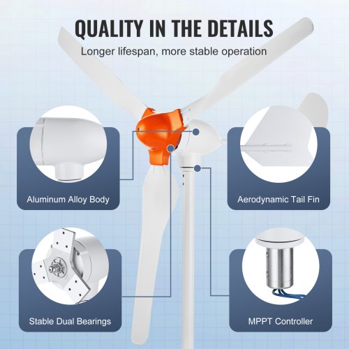 800W Wind Turbine Generator 12V Wind Turbine Kit 3Blade Wind Power