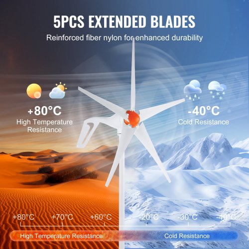 500W Wind Turbine Generator 12V Wind Turbine Kit 5Blade Wind Power