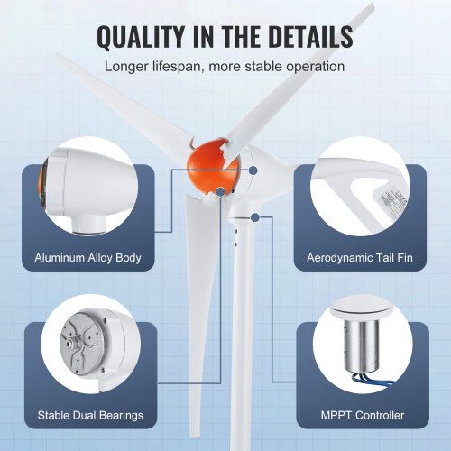 500W Wind Turbine Generator with Anemometer 12V Wind Turbine Kit 3Blade