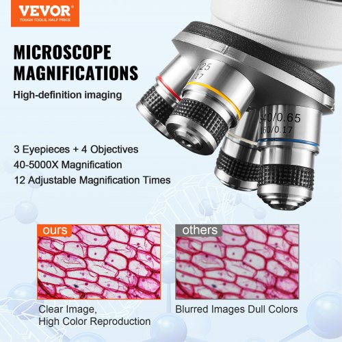 Compound Trinocular Microscope 40X5000X Magnification Trinocular Compound