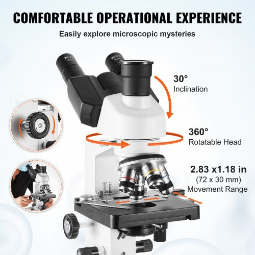 Compound Trinocular Microscope 40X5000X Magnification Trinocular Compound