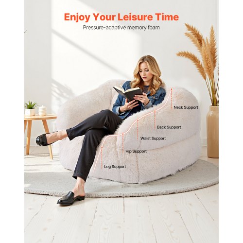 Bean Bag Chair Beanbag Sofa With Armrests For Adults Fluffy Plush Highdensity