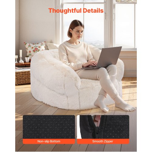 Bean Bag Chair Beanbag Sofa With Armrests For Adults Fluffy Plush Highdensity