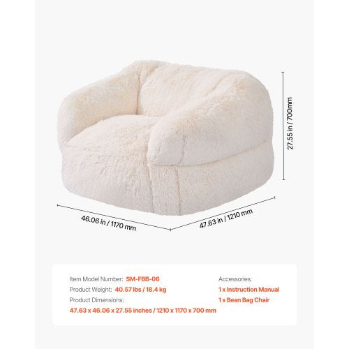 Bean Bag Chair Beanbag Sofa With Armrests For Adults Fluffy Plush Highdensity