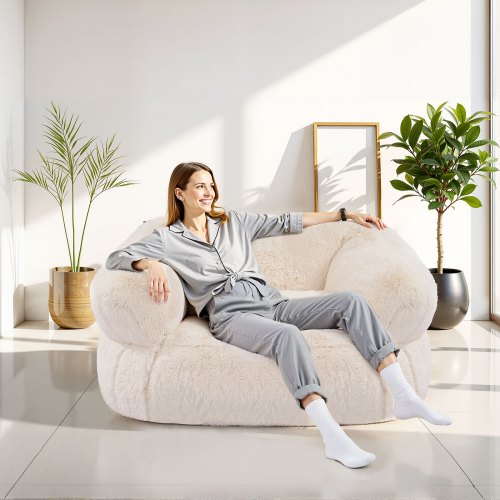 Bean Bag Chair Beanbag Sofa With Armrests For Adults Fluffy Plush Highdensity