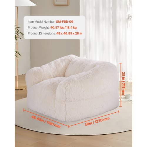 Bean Bag Chair BeanBag Sofa Chair with Armrests for Adults Fluffy Plush