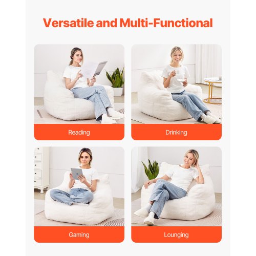 Bean Bag Chair 3 feet Bean Bag Chair with Soft Armrests and Storage Pocket