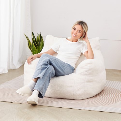 Bean Bag Chair 3 feet Bean Bag Chair with Soft Armrests and Storage Pocket